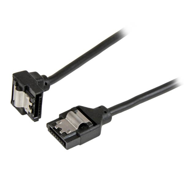 StarTech.com Cavo SATA a Serial ATA Rotondo e Angolato a destra di Tipo L con clip di sicurezza da 15 cm - Cavo SATA - Serial ATA 150/300/600 - SATA (R) a SATA (R) - 15.24 cm - chiusura aggancio, connettore angolato destro, di forma rotonda - nero - per P/N: 35S24M2NGFF, CFAST2SAT25, USB2SATAIDE, USB3SSATAIDE