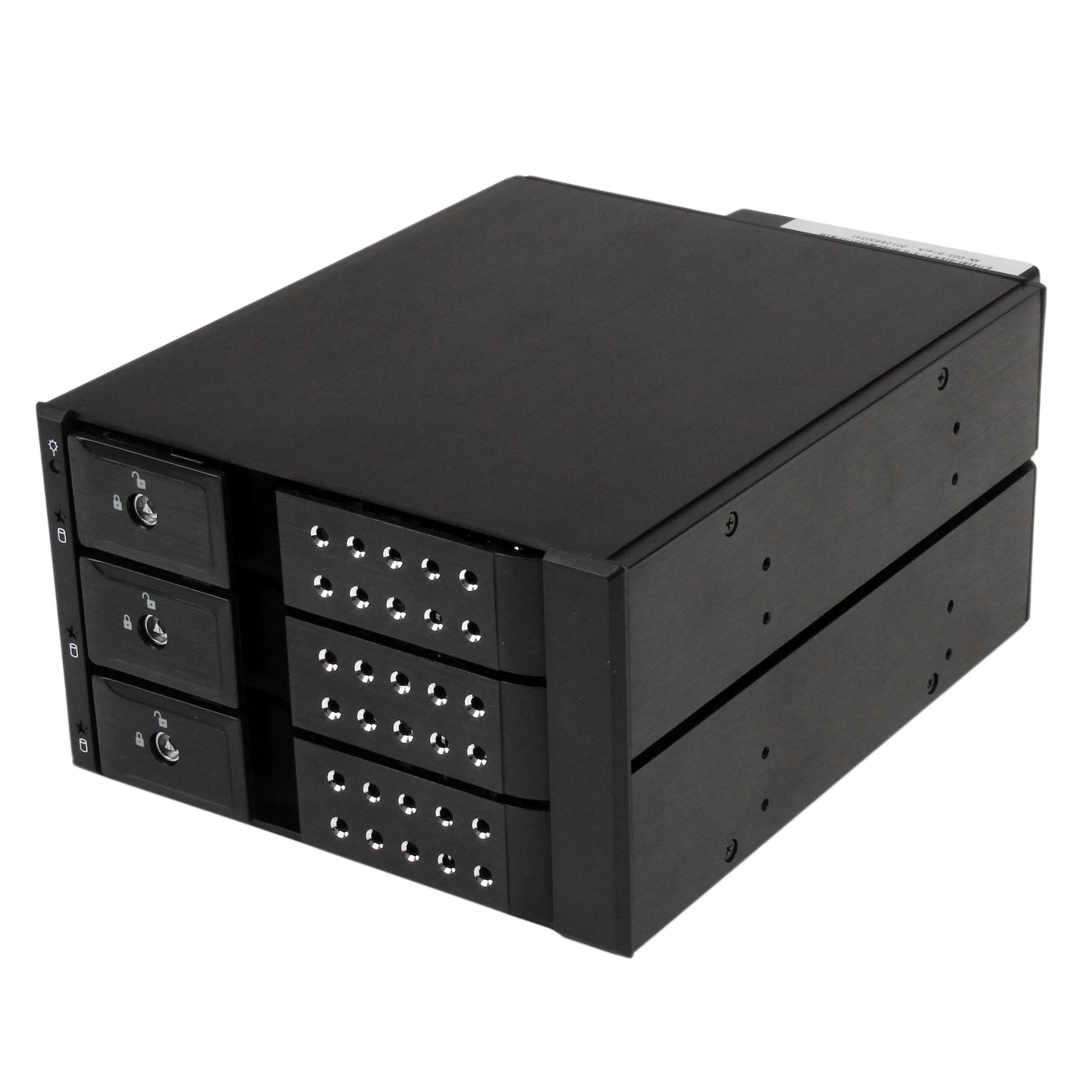StarTech.com Scheda backplane per rack portatili hot-swap trayless in alluminio 3 alloggiamenti per SAS II/SATA III 3,5"- HDD 6 Gbps - Rack mobile per unità di memorizzazione - 2.5" - nero - per P/N: 25SAT35HDD, PEXMSATA3422, PEXMSATA343