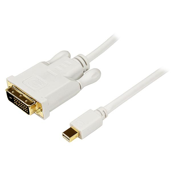 StarTech.com Cavo convertitore adattatore Mini DisplayPort a DVI da 3 m - Mini DP a DVI 1920x1200 - Bianco - Cavo DisplayPort - Mini DisplayPort (M) a DVI-D (M) - 3.04 m - viti a serraggio manuale - bianco