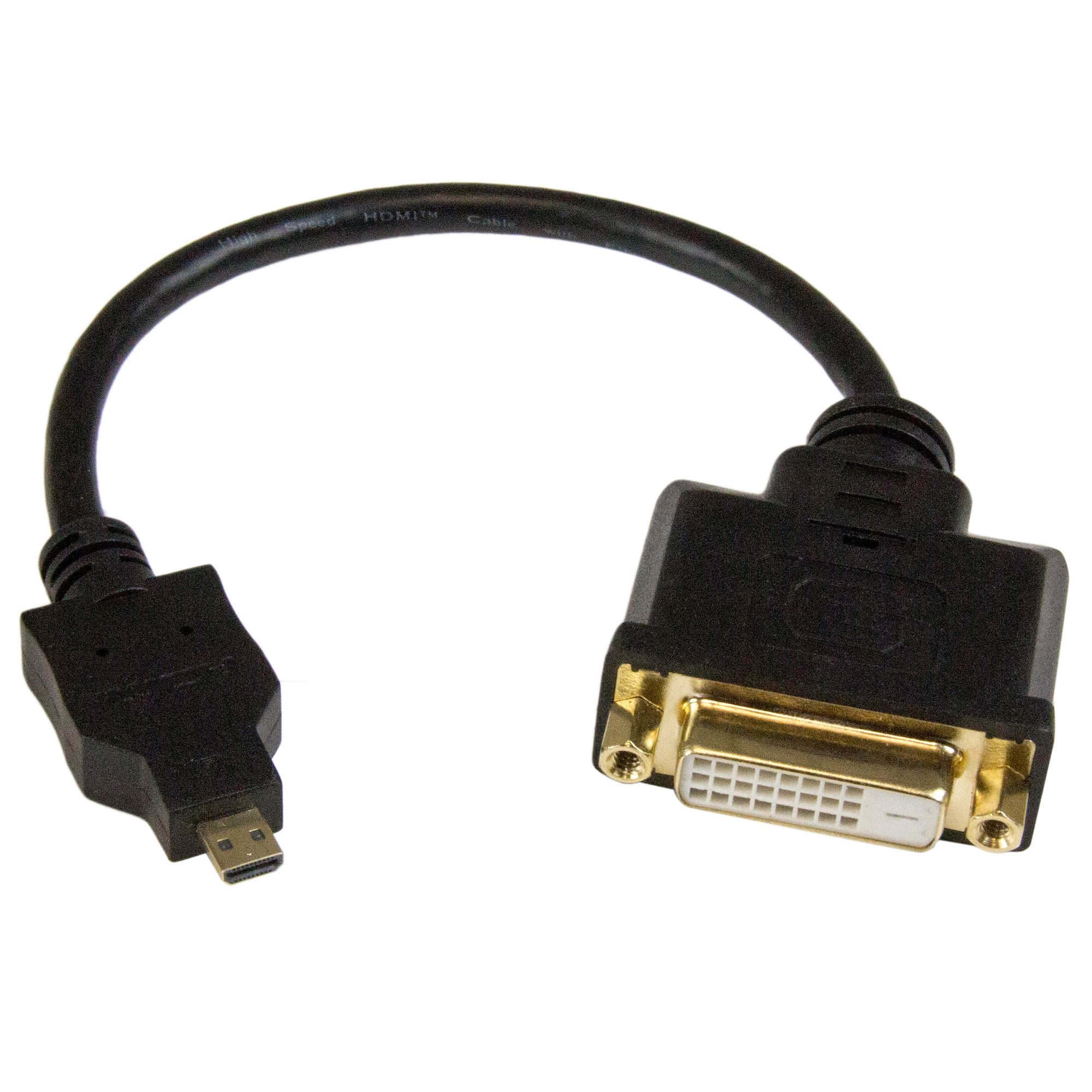 StarTech.com Adattatore convertitore micro HDMI a DVI-D da 20cm - Maschio/Femmina - Adattatore video - DVI-D femmina a 19 pin micro HDMI Type D maschio - 20.3 cm - schermato - nero