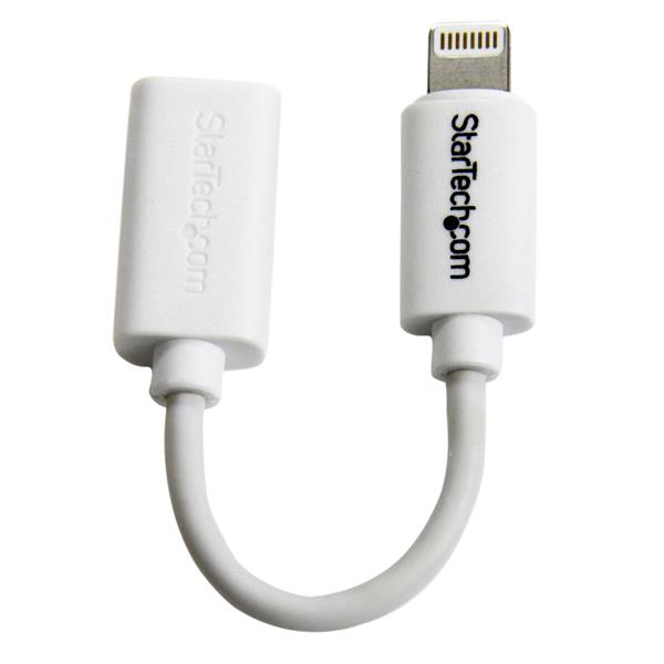 StarTech.com Cavo da micro USB a Lightning da 10 cm (4 pollici) - Adattatore connettore da Lightning a 8 pin da Micro USB 2.0 a Apple per iPhone / iPad / iPod - Certificato Apple MFi - Bianco (USBUBLTW) - Adattatore Lightning - Lightning maschio a Micro-USB Tipo B femmina - 10.15 cm - a doppia schermatura - bianco