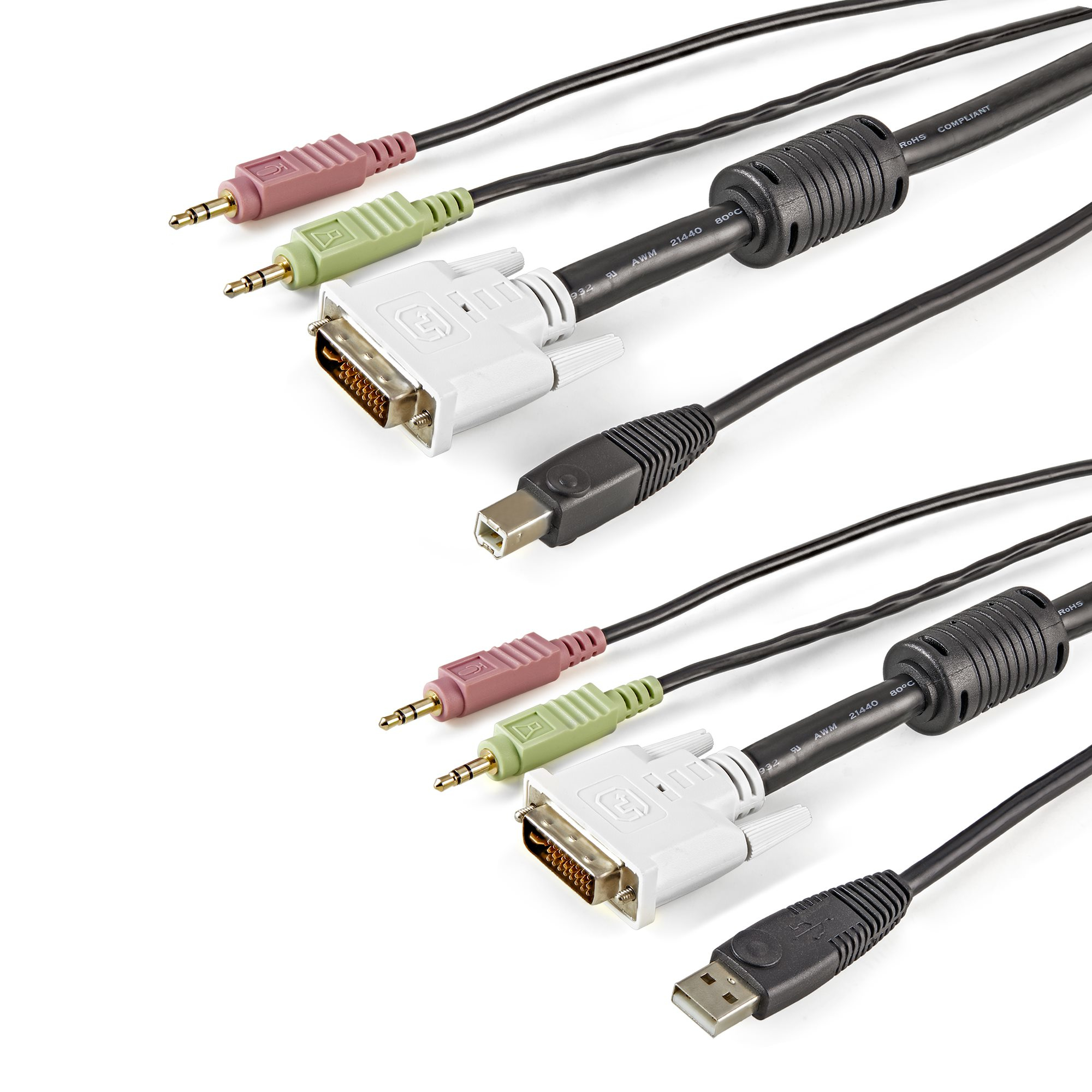 StarTech.com Cavo KVM DVI USB 4 in 1 da 1,8 m con audio e microfono (USBDVI4N1A6) - Prolunga tastiera / video / mouse / audio - USB, mini-phone stereo 3.5 mm, DVI-I a mini-phone stereo 3.5 mm, USB Tipo B, DVI-I - 1.8 m - nero - per P/N: SV231DVIUA, SV231UADVI, SV431DVIUA, SV431DVIUAGB, SV565FXDUSA