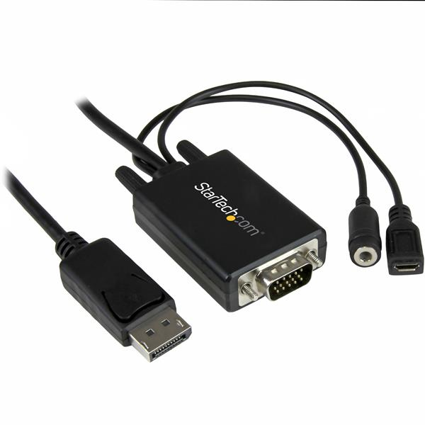 StarTech.com Cavo Adattatore DisplayPort a VGA - Convertitore DP a VGA con audio - 1920 x 1200 da 3m - Adattatore DisplayPort - DisplayPort (M) a 15 pin D-Sub (DB-15), mini-phone stereo 3.5 mm, Micro-USB Tipo B (solo alimentazione) - 3 m - nero - per P/N: DK30CH2DEP, DK30CH2DEPUE