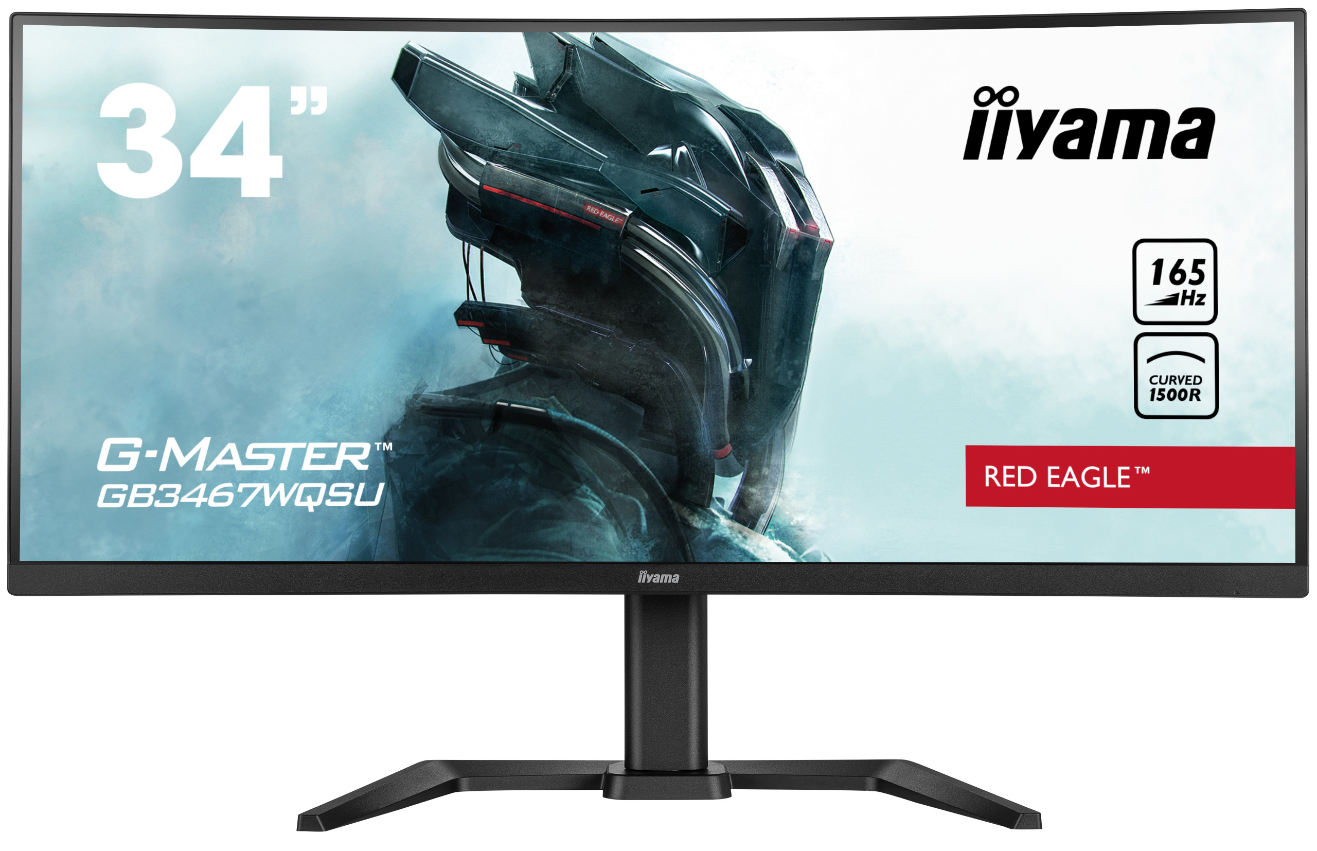 iiyama G-MASTER Red Eagle GB3467WQSU-B5 - Monitor a LED - curvato - 34" - 3440 x 1440 UWQHD @ 165 Hz - VA - 550 cd/m² - 3000:1 - HDR400 - 0.4 ms - 2xHDMI, 2xDisplayPort - altoparlanti - nero opaco