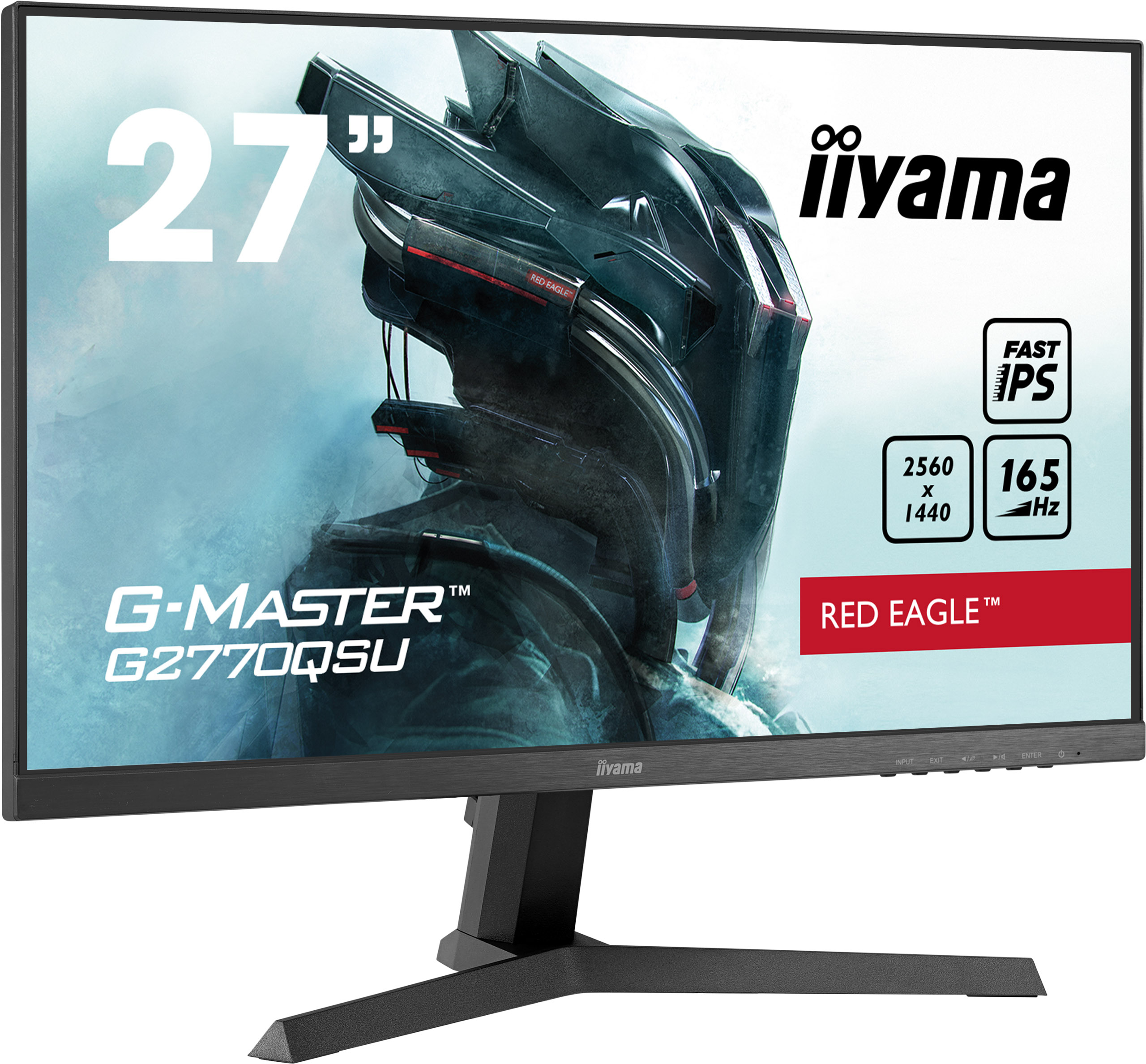iiyama G-MASTER Red Eagle G2770QSU-B1 - Monitor a LED - 27" - 2560 x 1440 WQHD @ 165 Hz - Fast IPS - 400 cd/m² - 1000:1 - HDR400 - 0.5 ms - HDMI, DisplayPort - altoparlanti - nero opaco
