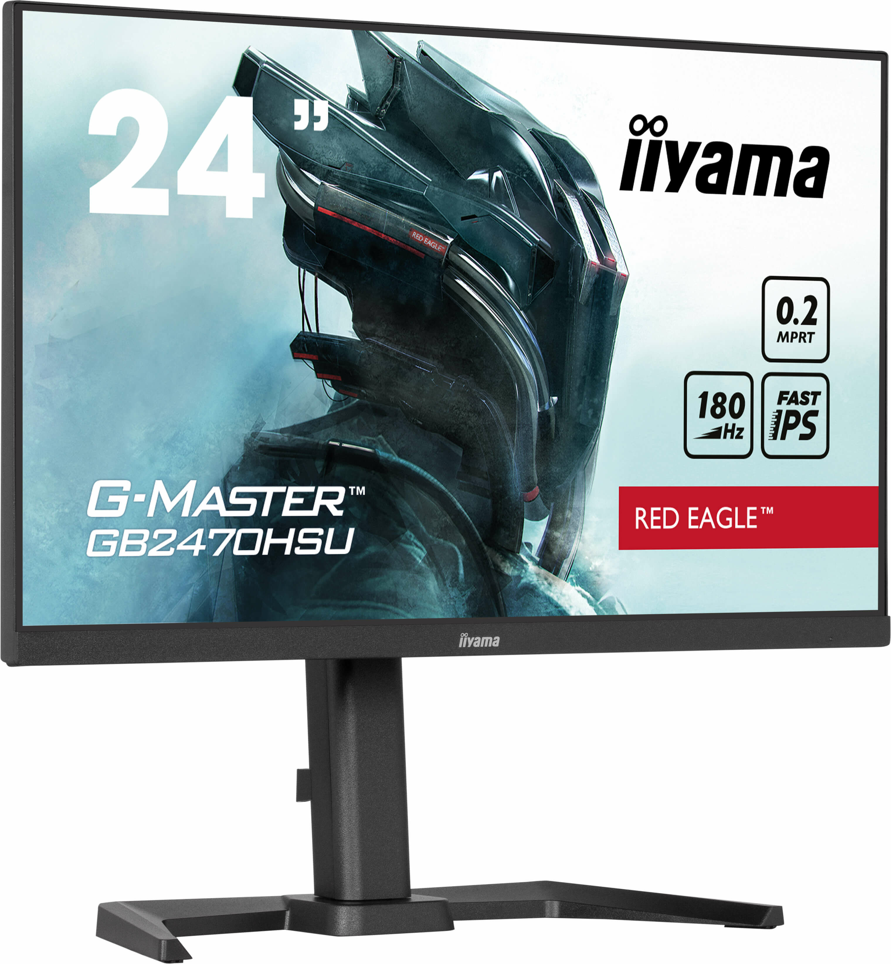 iiyama G-MASTER Red Eagle GB2470HSU-B6 - Monitor a LED - gaming - 24" (23.8" visualizzabile) - 1920 x 1080 Full HD (1080p) @ 180 Hz - Fast IPS - 300 cd/m² - 1000:1 - 0.2 ms - HDMI, DisplayPort - altoparlanti - nero, opaco