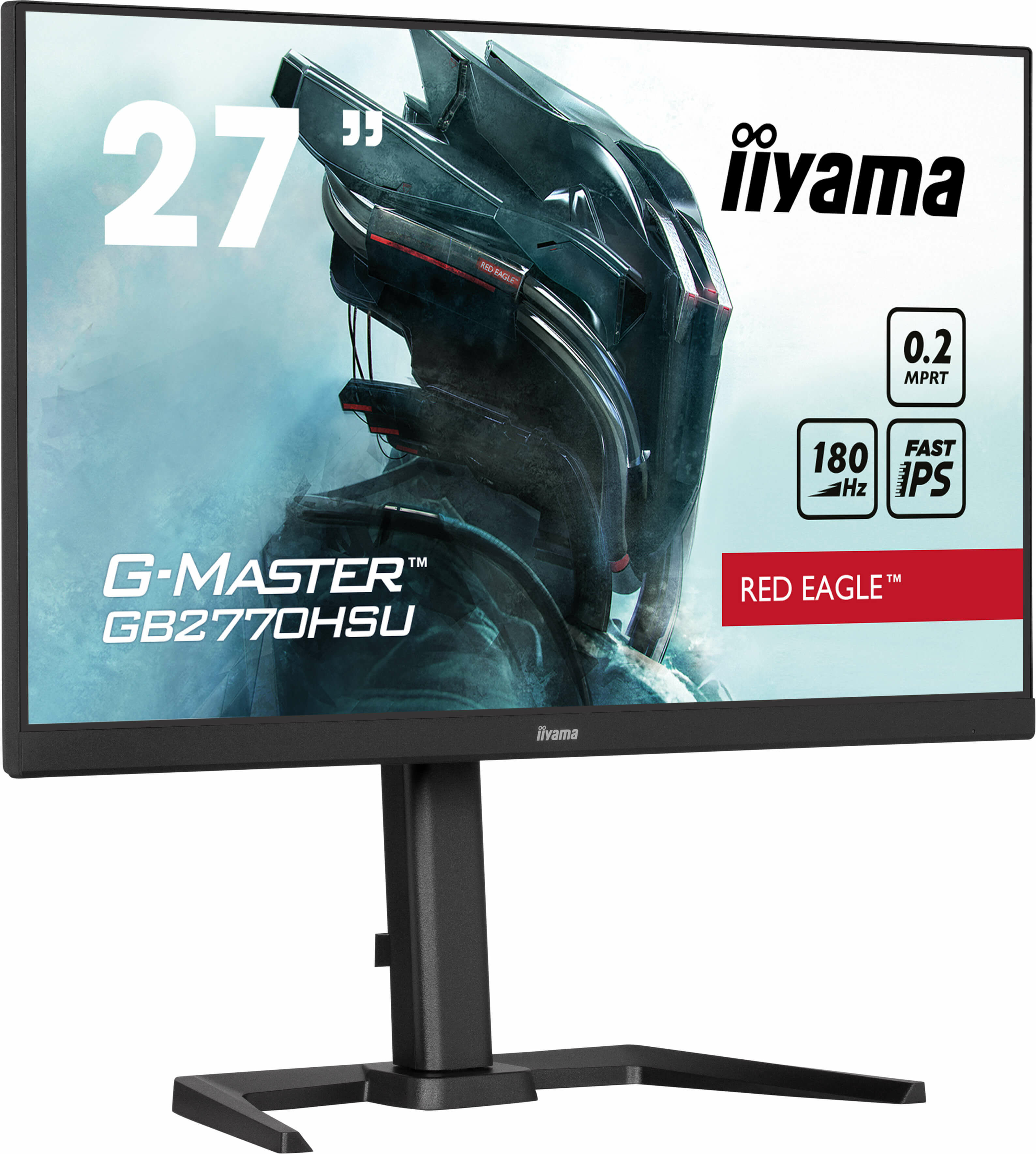 iiyama G-MASTER Red Eagle GB2770HSU-B6 - Monitor a LED - gaming - 27" - 1920 x 1080 Full HD (1080p) @ 180 Hz - Fast IPS - 300 cd/m² - 1000:1 - 0.2 ms - HDMI, DisplayPort - altoparlanti - nero, opaco