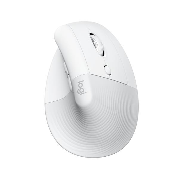 Logitech Lift for Business - Mouse verticale - ergonomico - 6 pulsanti - senza fili - Bluetooth, 2.4 GHz - ricevitore USB Logitech Logi Bolt - Off-White