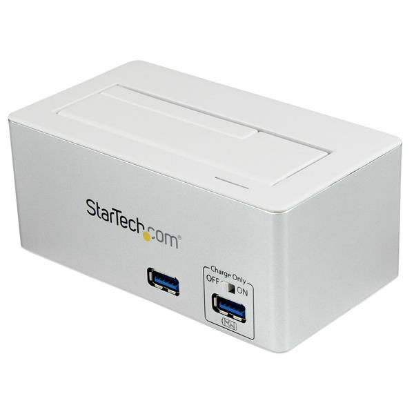 StarTech.com Docking station per dischi rigidi SATA USB 3.0 SSD/HDD con hub USB di ricarica rapida integrato e supporto UASP per SATA 6 Gbps - Bianco (SDOCKU33HW) - Storage controller - 2.5", 3.5" - SATA 6Gb/s - USB 3.0 - bianco e argento - per P/N: SVA12M5NA, USBDUP15, USBDUPE115, USBDUPE17