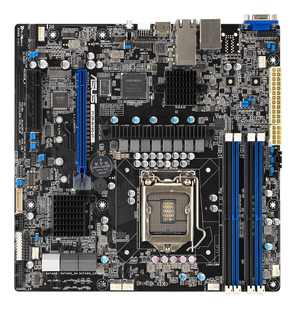 ASUS P12R-M/10G-2T - Scheda madre - micro ATX - Socket LGA1200 - C252 Chipset - USB 3.2 Gen 1, USB 3.2 Gen 2 - 2 x 10 Gigabit LAN - scheda grafica onboard