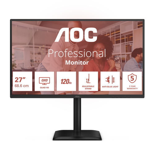 AOC E4 Q27E4CV, 68,6 cm (27?), 2560 x 1440 Pixel, Quad HD, LED, 4 ms, Nero