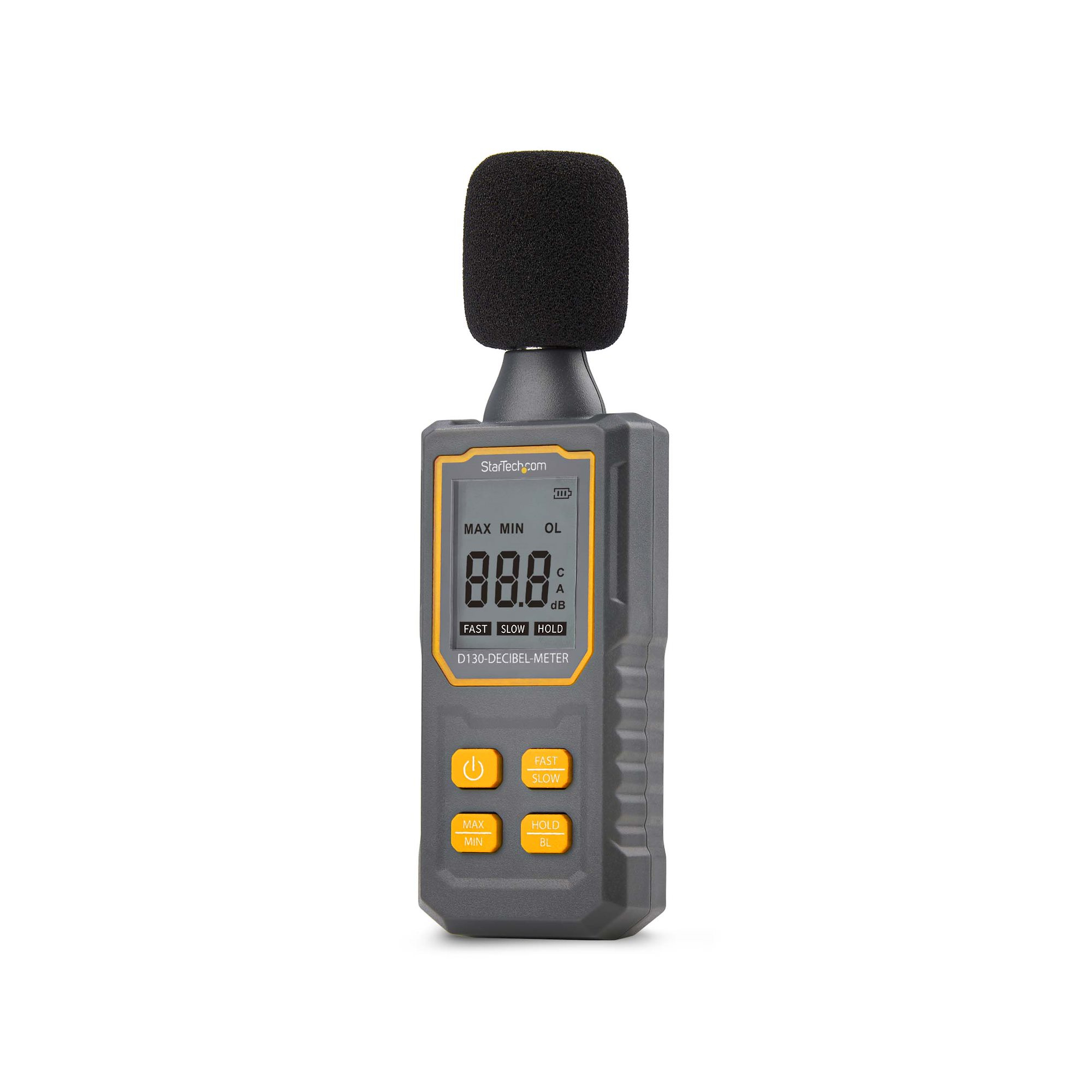 StarTech.com Fonometro Digitale Portatile, Misuratore di Rumore con Display LCD, Tester di Decibel con intervallo 30/130bBA per Sale Server/Uffici con letture Min/Max, Digitale, Veloce, Lento, 30 - 130 dB, 1,5 dB, Grigio, Plastica