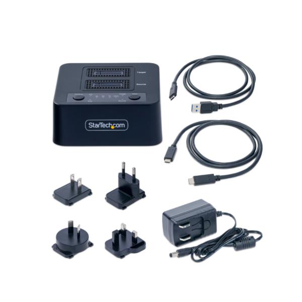 StarTech.com Duplicatore di unità M.2 NVMe 1:1, clonatore autonomo di dischi SSD M.2 fino a 90 GBpm, dock USB 3.2 20Gbps per drive M.2 a doppio alloggiamento, cavi USB-C/A inclusi, Duplicatore HDD/SSD, 1 copie, USB 3.2 Gen 2 (3.1 Gen 2), Nero, Plastica, USB tipo-C
