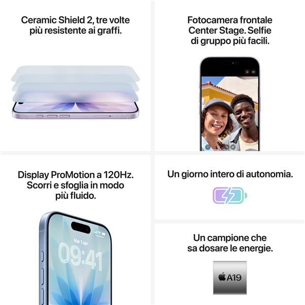 Apple iPhone 17 256GB Bianco, 16 cm (6.3ʺ), 2622 x 1206 Pixel, 256 GB, 48 MP, iOS 26, Bianco