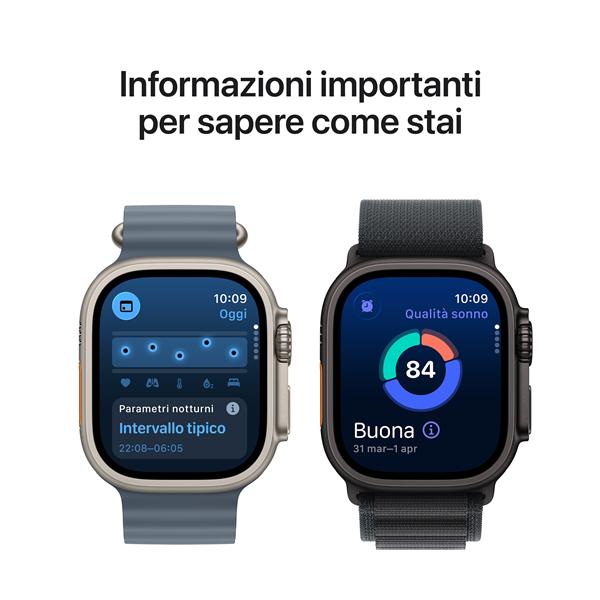 Apple Watch Ultra 3 GPS + Cellular 49mm Cassa Titanio with Anchor Blue Ocean Band, OLED, Touch screen, 64 GB, Wi-Fi, GPS (satellitare), 61,6 g