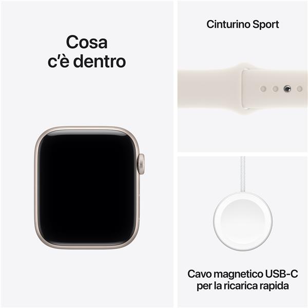 Apple Watch SE (3nd generation) SE 3 GPS 44mm Cassa Alluminio Galassia con Sport Band Galassia - M/L, OLED, Touch screen, 64 GB, Wi-Fi, GPS (satellitare), 32,9 g
