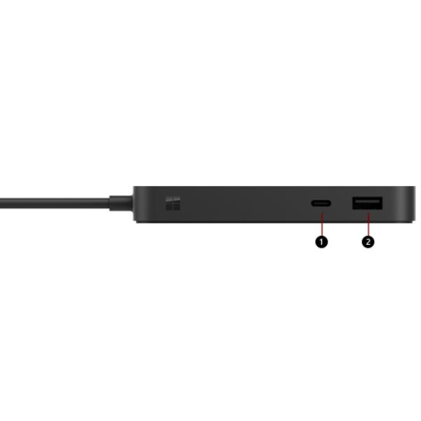 Microsoft Surface USB4 Dock, Cablato, USB4, 1000 Mbit/s, Nero, 60 Hz, Kensington