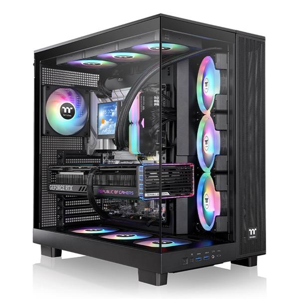 Thermaltake View 380 XL TG ARGB, Midi Tower, PC, Nero, ATX, micro ATX, Mini-ITX, SPCC, Vetro temperato, Gaming