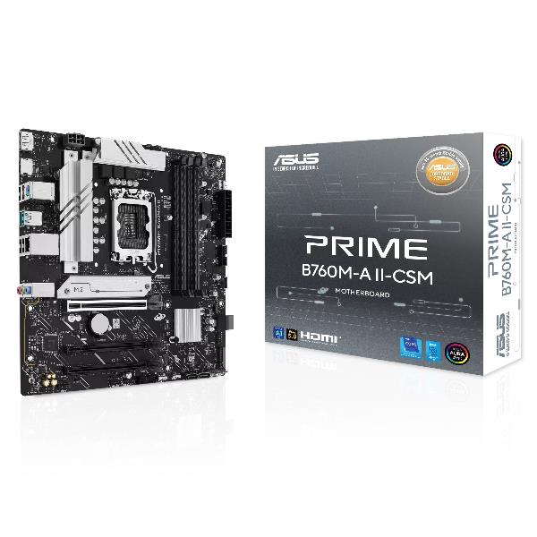 ASUS PRIME B760M-A II-CSM, Intel, LGA 1700, Intel® Celeron®, Intel® Pentium® Gold, Intel® Core™ i3, Intel® Core™ i5, Intel® Core™..., LGA 1700, DDR5-SDRAM, 256 GB