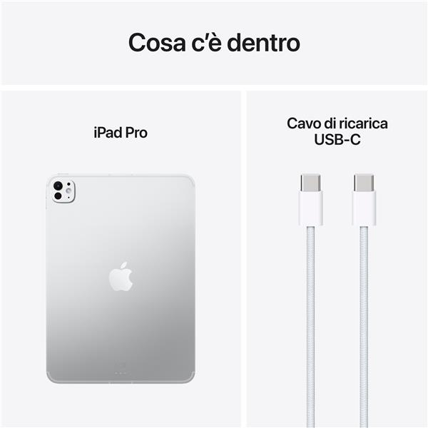 Apple iPad Pro 11ʺ Wi‑Fi + Cellular 256GB display standard Argento, 27,9 cm (11ʺ), 2420 x 1668 Pixel, 256 GB, 12 GB, iPadOS 26, Argento