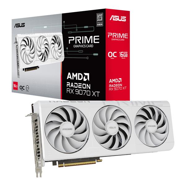 ASUS Prime -RX9070XT-O16G-WHITE, Radeon RX 9070 XT, 16 GB, GDDR6, 256 bit, 7680 x 4320 Pixel, PCI Express 5.0