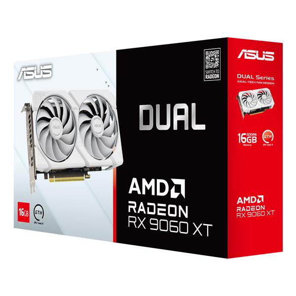 ASUS Dual -RX9060XT-16G-WHITE, Radeon RX 9060 XT, 16 GB, GDDR6, PCI Express 5.0, 2 ventola(e)