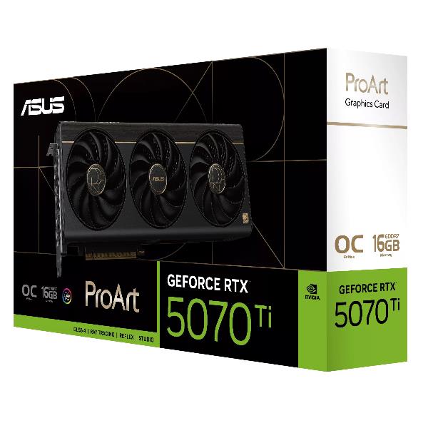 ASUS ProArt -RTX5070TI-O16G, GeForce RTX 5070 Ti, 16 GB, GDDR7, 256 bit, 7680 x 4320 Pixel, PCI Express 5.0