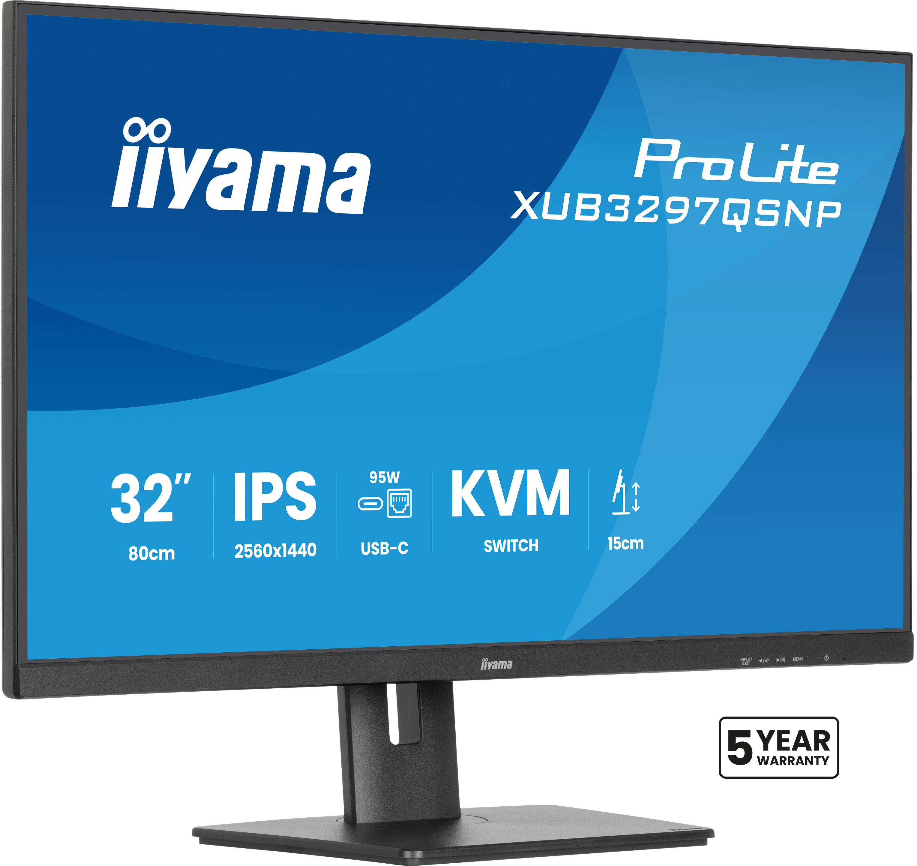 iiyama ProLite XUB3297QSNP-B1, 81,3 cm (32ʺ), 2560 x 1440 Pixel, Quad HD, LED, 1 ms, Nero