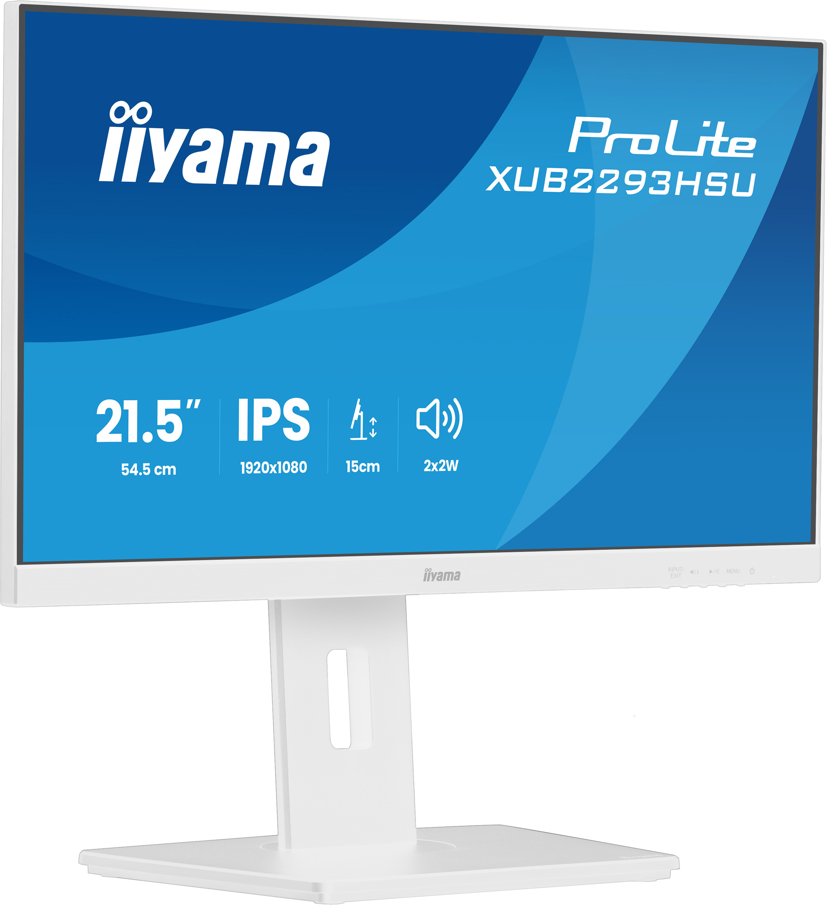 iiyama ProLite XUB2293HSU-W7, 54,6 cm (21.5ʺ), 1920 x 1080 Pixel, Full HD, LED, 1 ms, Bianco