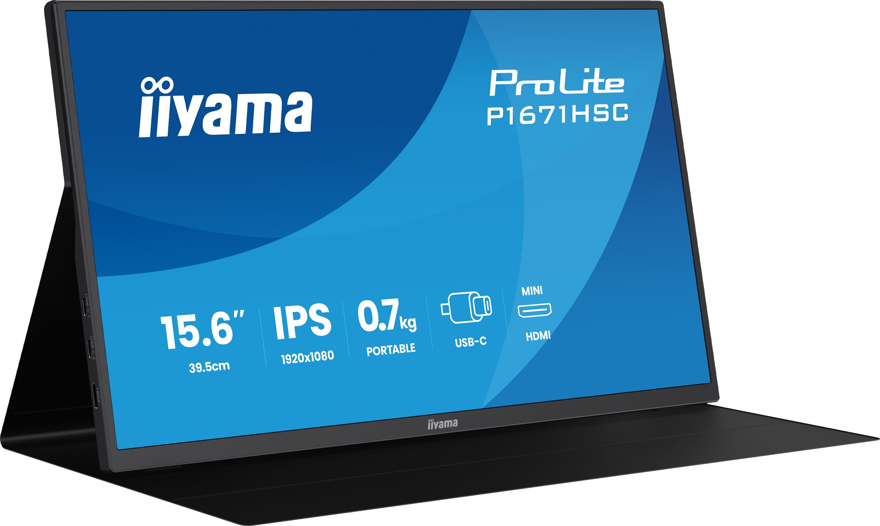 iiyama ProLite P1671HSC-B1, 39,6 cm (15.6ʺ), 1920 x 1080 Pixel, Full HD, LED, 3 ms, Nero