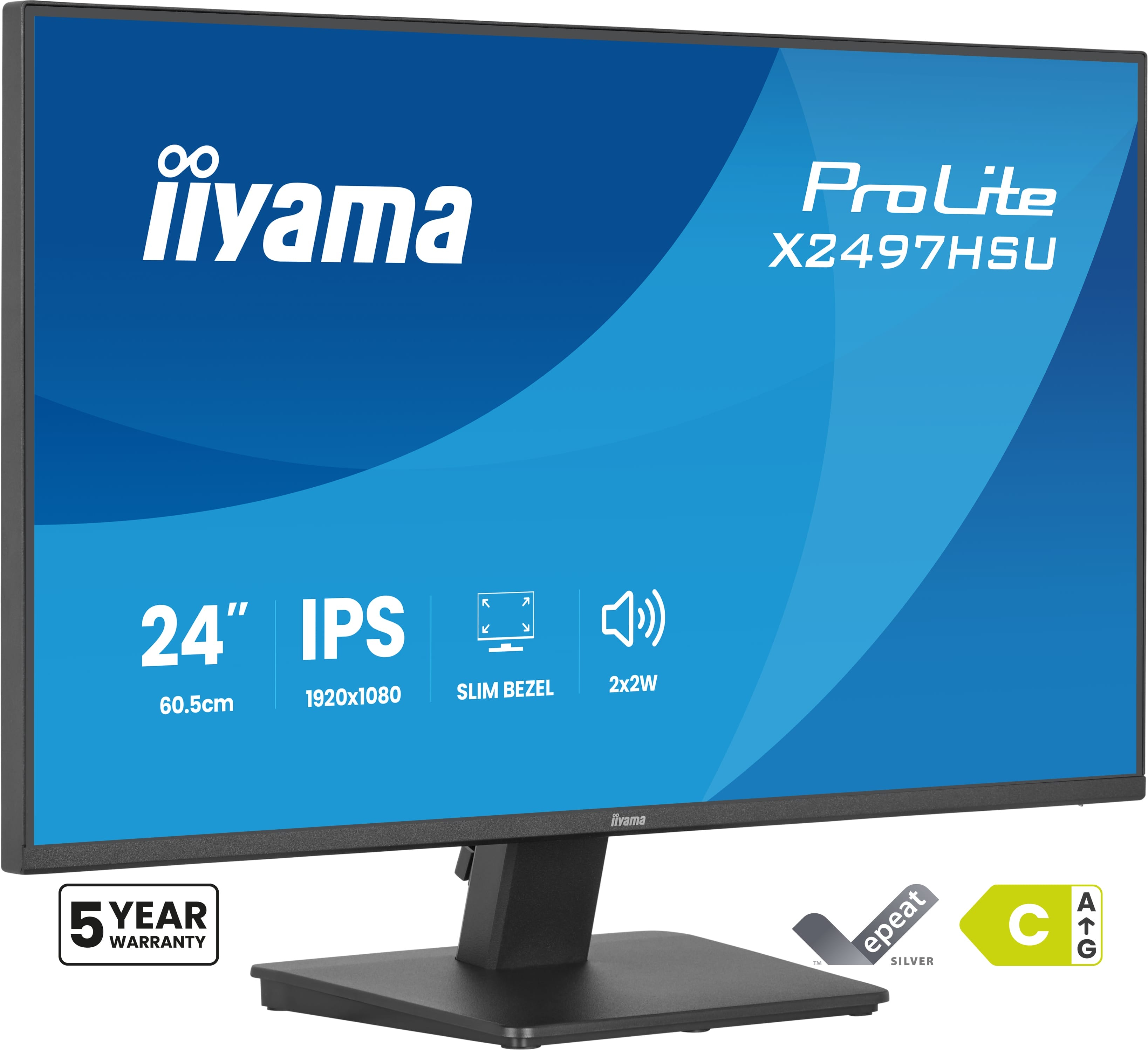 iiyama ProLite X2497HSU-B1, 60,5 cm (23.8ʺ), 1920 x 1080 Pixel, Full HD, LED, 4 ms, Nero