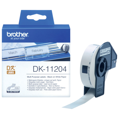 Brother DK-11204 - Nero su bianco - 17 x 54 mm 400 etichette (1 rotolo(i) x 400) etichette multiuso - per Brother QL-1050, 1060, 1110, 500, 550, 560, 570, 580, 600, 650, 700, 710, 720, 820