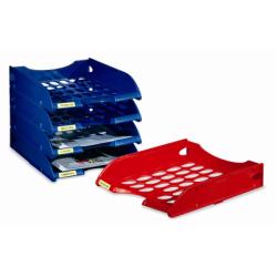 Leonardi - Vassoio per lettere - per A4 - rosso trasparente