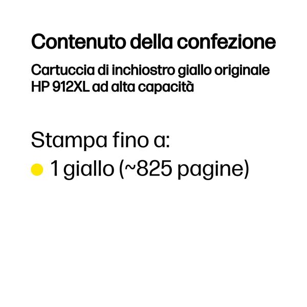HP 912XL - 9.9 ml - Alta resa - giallo - originale - cartuccia d'inchiostro - per Officejet 80XX; Officejet Pro 80XX
