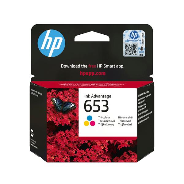 HP 653 - 5 ml - colore (ciano, magenta, giallo) - originale - Ink Advantage - cartuccia d'inchiostro - per DeskJet Plus Ink Advantage 6075, Ink Advantage 6475, Ink Advantage 6475 All-in-On