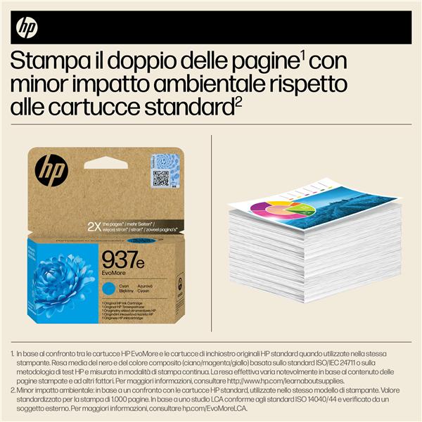 HP 937e EvoMore - Ciano - originale - cartuccia d'inchiostro - per Officejet Pro 9110b, 9120e, 9720E, 9730e