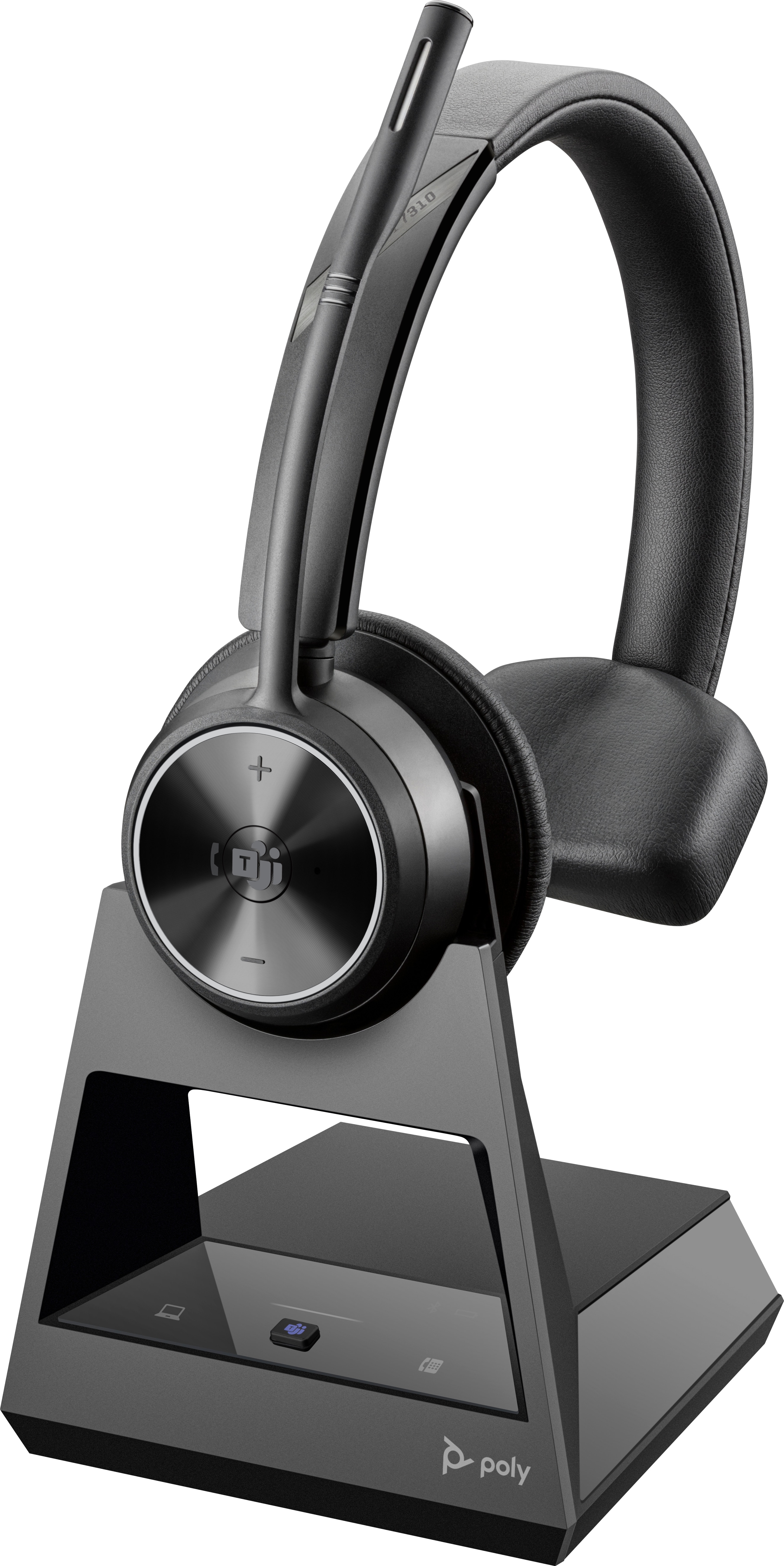 Poly Savi 7310 - Savi 7300 series - cuffie con microfono - over ear - DECT - senza fili - eliminazione rumore attivata - USB-A via DECT adapter - nero - Certificato per i team Microsoft, certificato UC