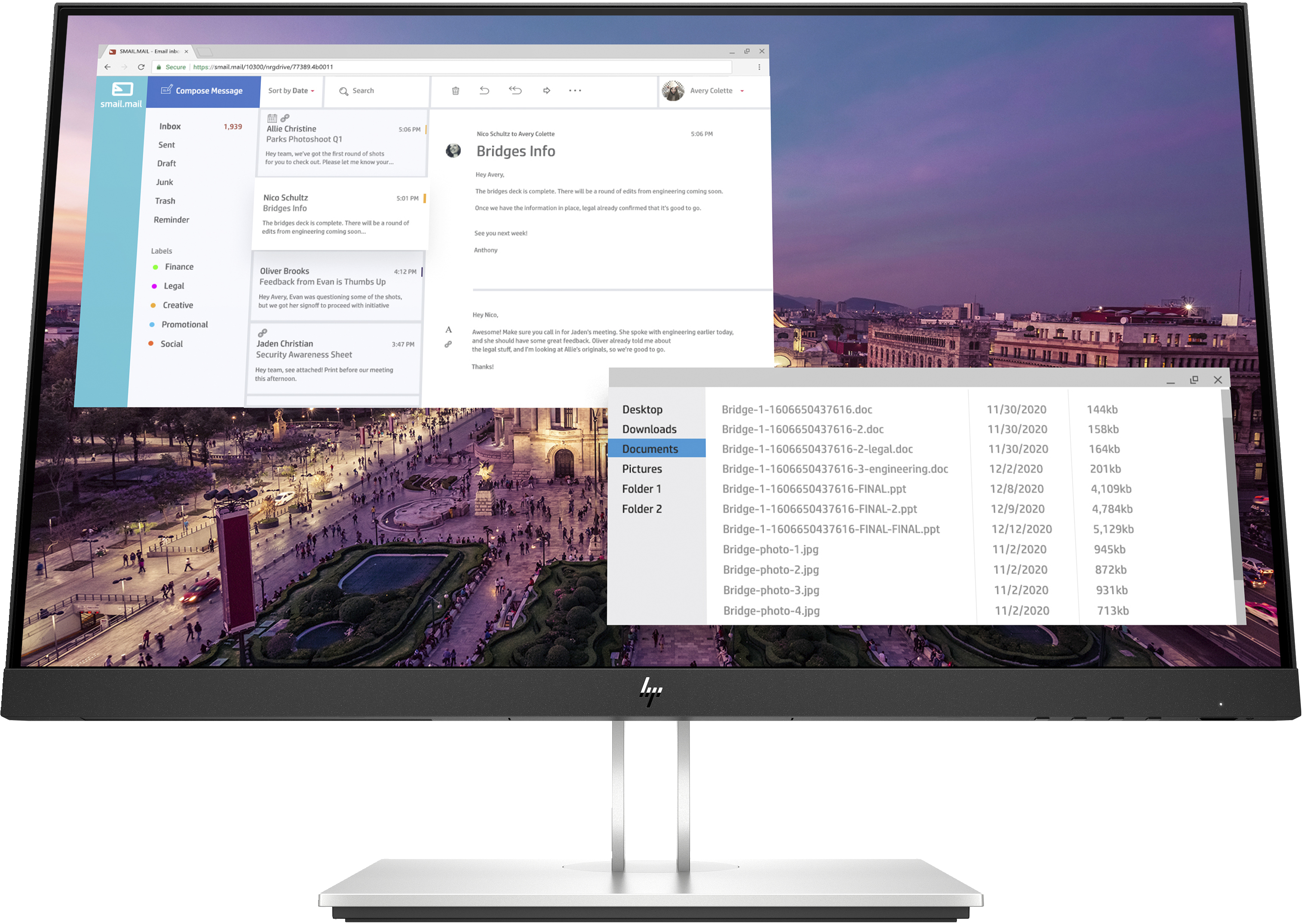 HP E23 G4 - E-Series - monitor a LED - 23" - 1920 x 1080 Full HD (1080p) @ 60 Hz - IPS - 250 cd/m² - 1000:1 - 5 ms - HDMI, VGA, DisplayPort - nero, argento - promo