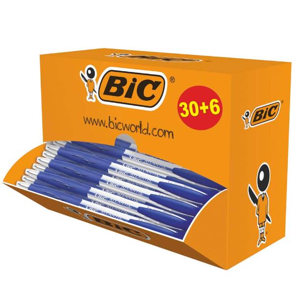 BIC ATLANTIS - Penna a sfera - blu - inchiostro a base olio - 1 mm - medio - retrattile (pacchetto di 36)