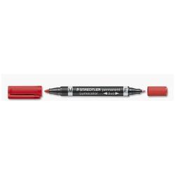 Pennarello Lumocolor Permanent Duo 348 punta feltro - punta 0,6mm e 1,5mm - rosso - Staedtler