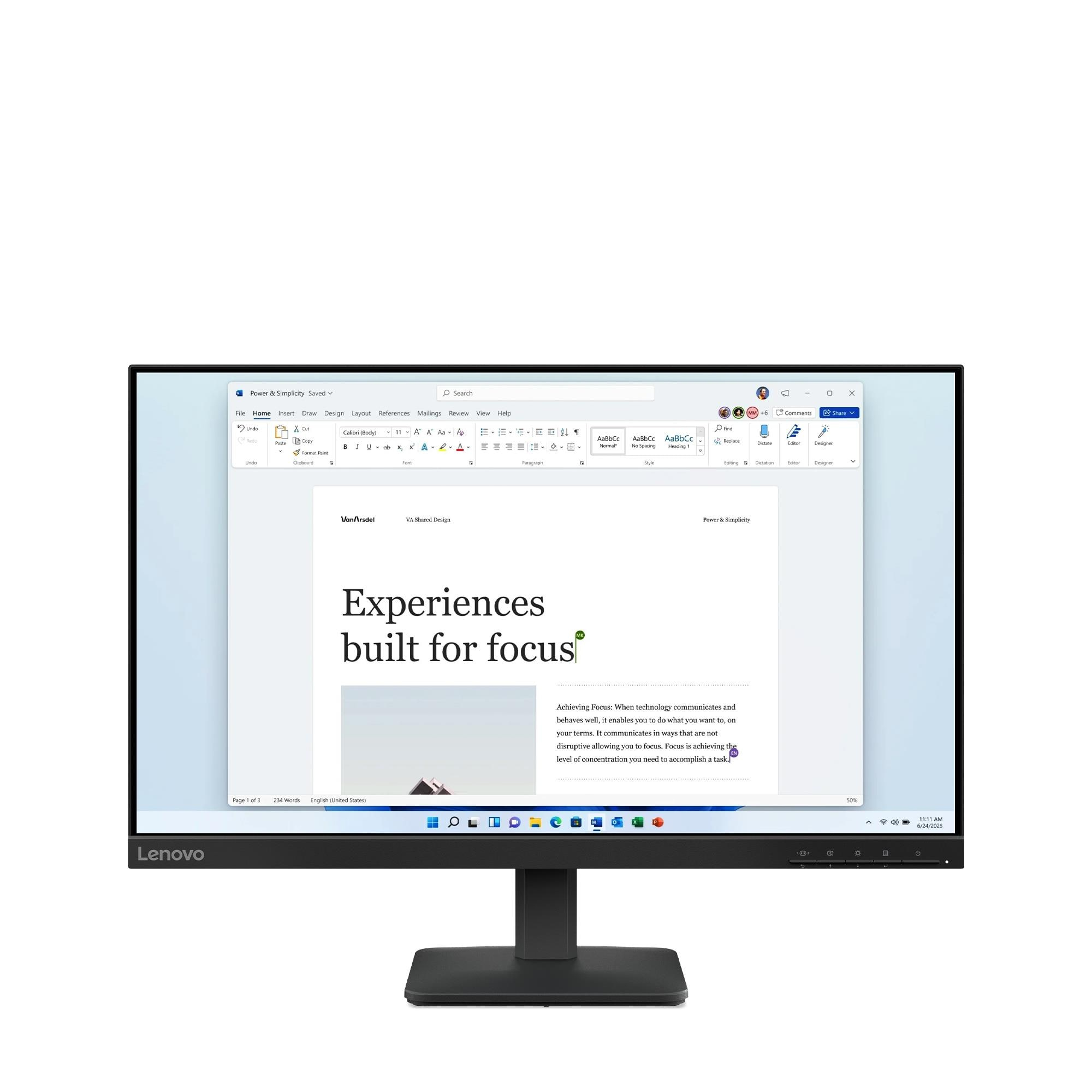 Lenovo L24-41 24 FHD IPS 100Hz VGA + HDMI FreeSync, 60,5 cm (23.8ʺ), 1920 x 1080 Pixel, Full HD, LCD, 6 ms, Nero