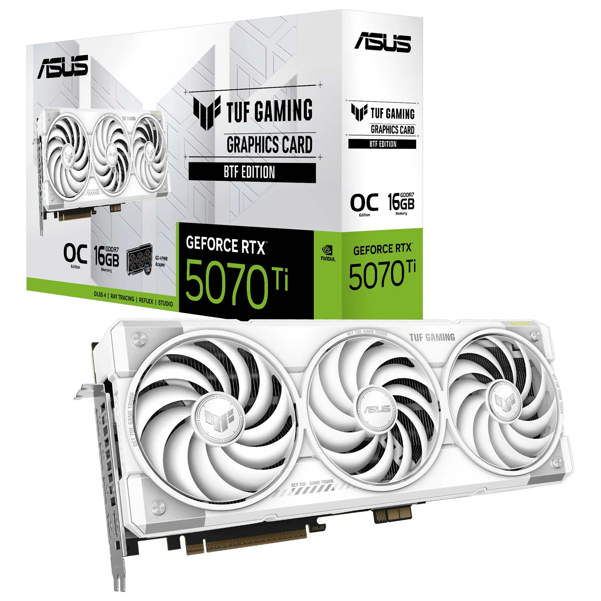 ASUS TUF Gaming TUF-RTX5070TI-O16G-BTF-WHITE, GeForce RTX 5070 Ti, 16 GB, GDDR7, 256 bit, 7680 x 4320 Pixel, PCI Express 5.0