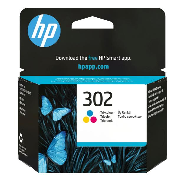 HP 302 - 4 ml - colore (ciano, magenta, giallo) - originale - cartuccia d'inchiostro - per Deskjet 11XX, 21XX, 36XX; Envy 451X, 452X; Officejet 38XX, 46XX, 52XX