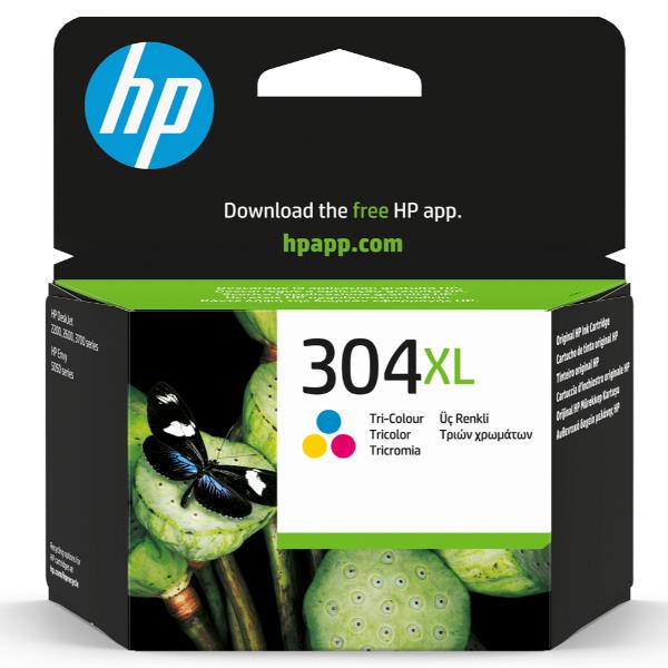 HP 304XL - Alta resa - colore (ciano, magenta, giallo) - originale - cartuccia d'inchiostro - per AMP 130; Deskjet 26XX, 37XX; ENVY 50XX