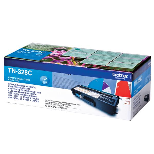 Brother TN328C - Ciano - originale - cartuccia toner - per Brother DCP-9270CDN, HL-4570CDW, HL-4570CDWT, MFC-9970CDW
