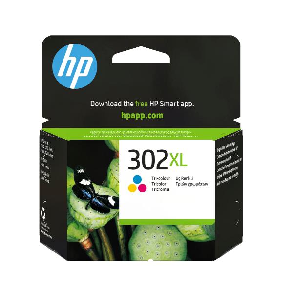 HP 302XL - 8 ml - Alta resa - colore (ciano, magenta, giallo) - originale - cartuccia d'inchiostro - per Deskjet 11XX, 21XX, 36XX; Envy 451X, 452X; Officejet 38XX, 46XX, 52XX