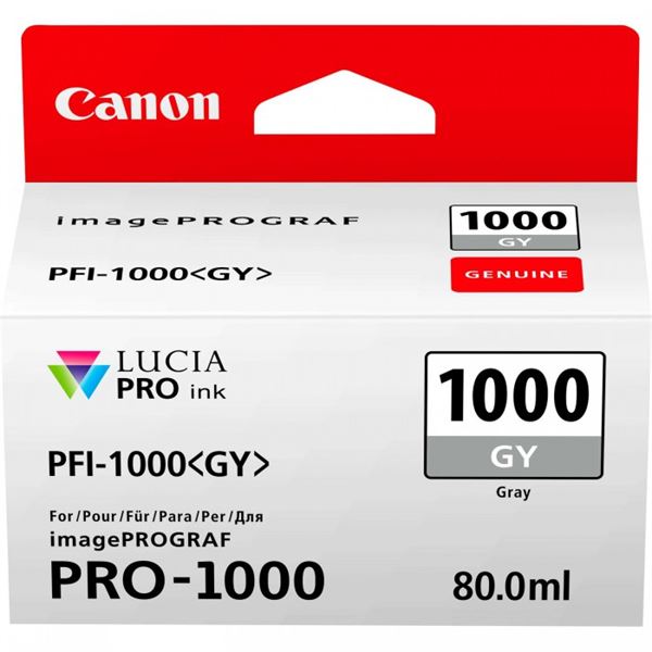 Canon PFI-1000 PGY - 80 ml - Grigio fotografico - originale - serbatoio inchiostro - per imagePROGRAF PRO-1000