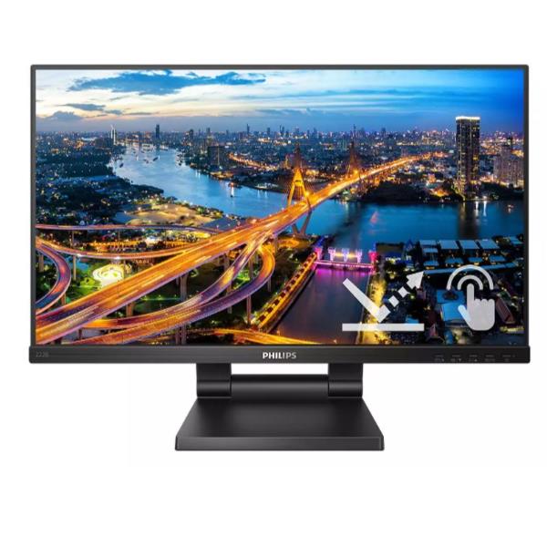 Philips B Line 222B1TC - Monitor a LED - 22" (21.5" visualizzabile) - touchscreen - 1920 x 1080 Full HD (1080p) @ 75 Hz - IPS - 250 cd/m² - 1000:1 - 4 ms - HDMI, VGA, DisplayPort - altoparlanti - black texture