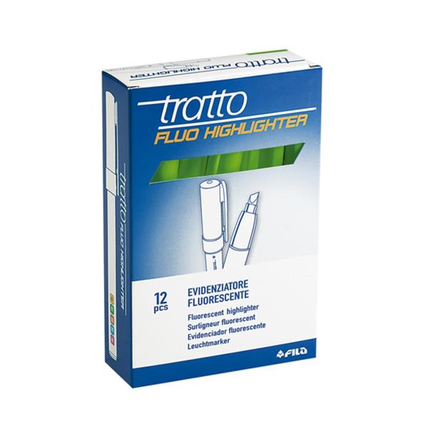 Tratto Fluo Highlighter verde p/scalpello 5 0 mm tratto 1 0-5 0 mm inchiostro universale a base d acqua (conf.12)