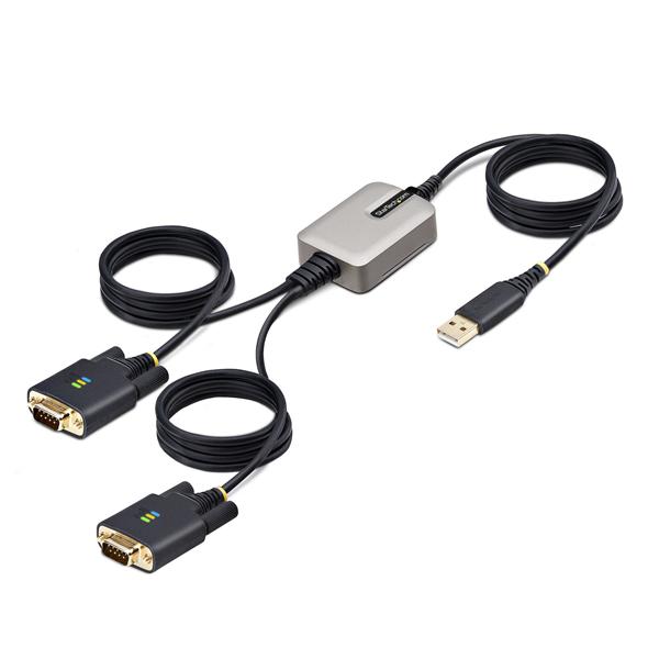 StarTech.com 13ft (4m) 2-Port USB to Serial Adapter Cable, Interchangeable DB9 Screws/Nuts, COM Retention, USB-A to DB9 RS232, FTDI, Level-4 ESD Protection, Windows/macOS/ChromeOS/Linux - Rugged TPE Construction (2P6FFC-USB-SERIAL) - Cavo USB / seriale - USB (M) a DB-9 (M) avvitabile - 4 m - nero